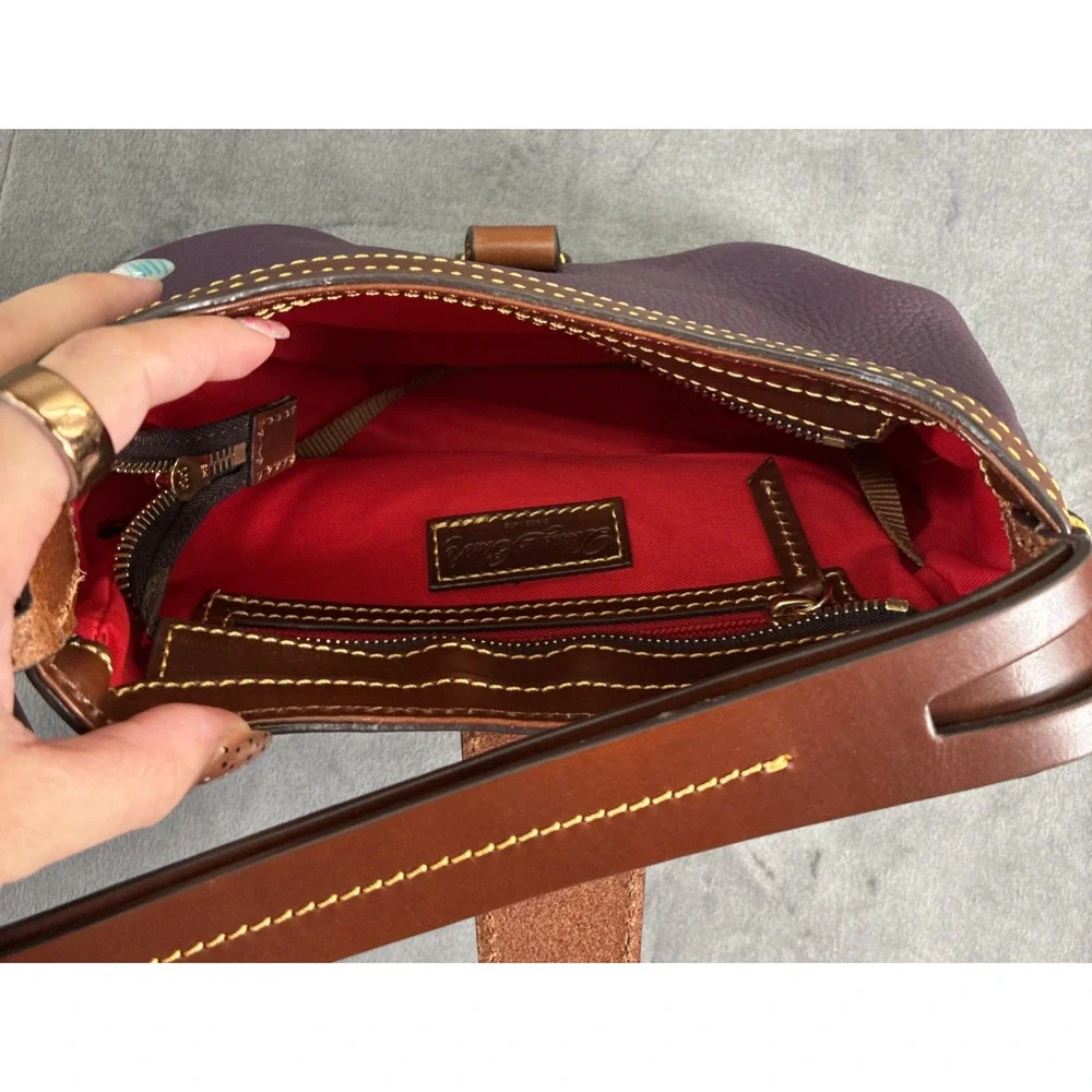 Dooney & Bourke Derby Dark Purple Pebble Leather Small Shoulder Bag Charity